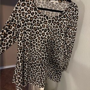 Michael Kors Leopard Print Top - Black, Brown, Cream